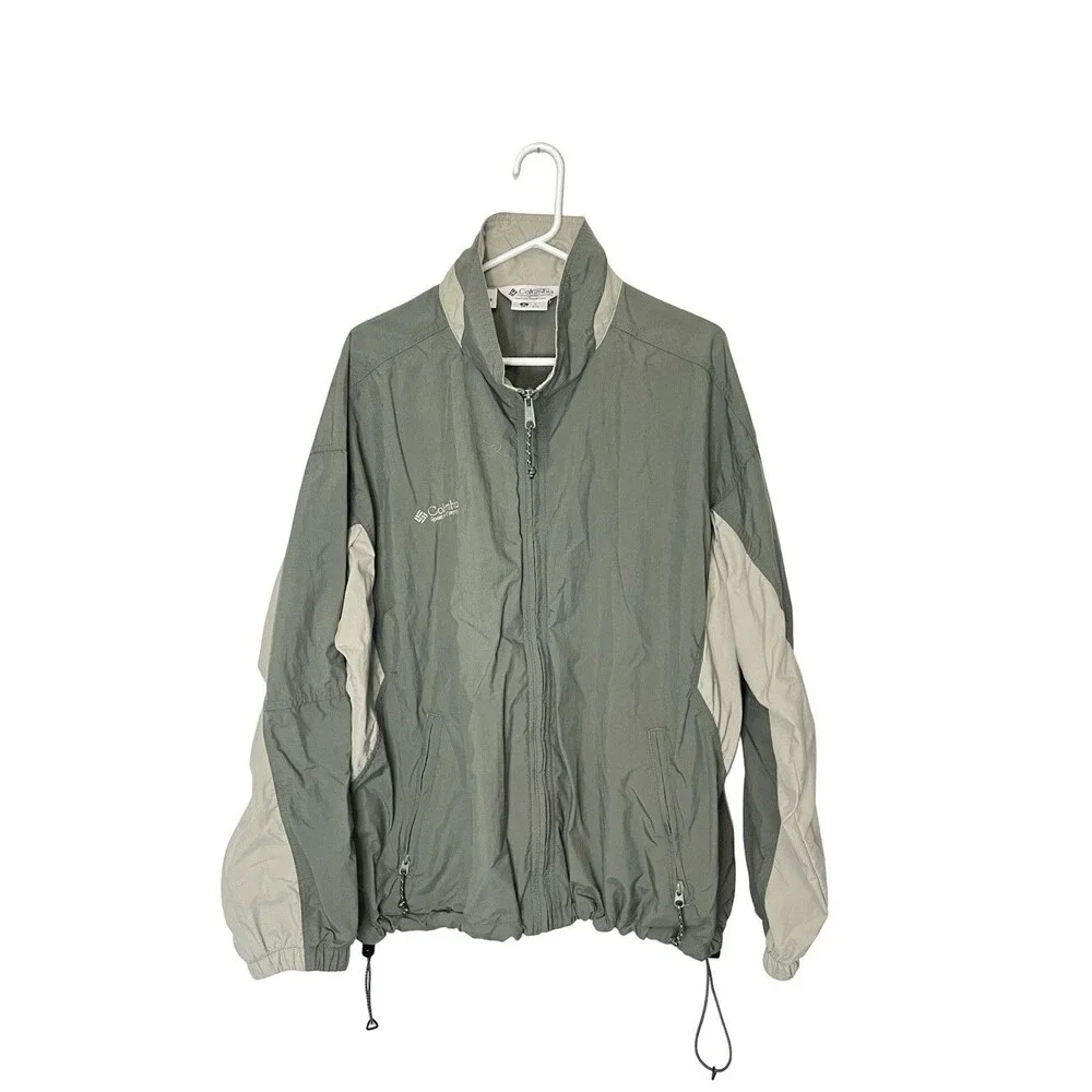 Columbia Omni-Wind Hooded Windbreaker Jacket XL Lightweight Full Zip Green